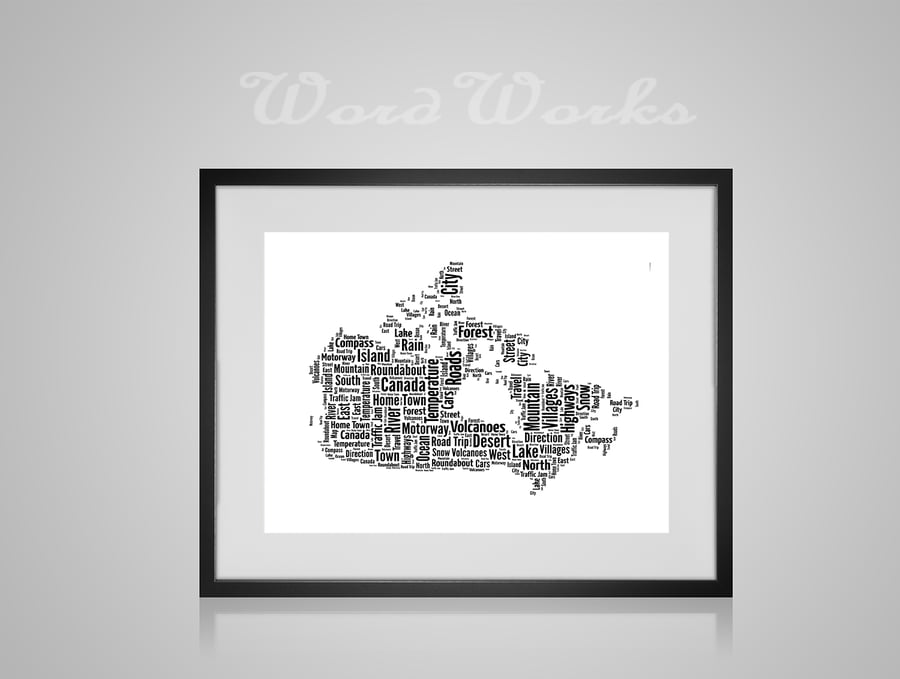 Personalised Canada Map Design Word Art Gifts  