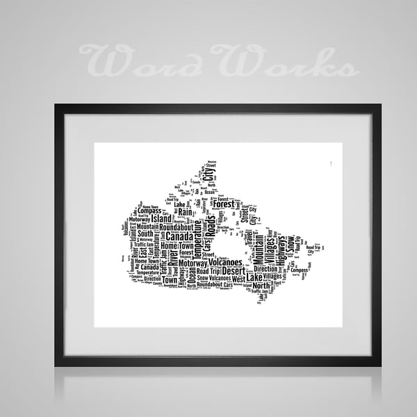 Personalised Canada Map Design Word Art Gifts  