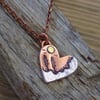 Copper and silver 'lazy sunny day' mixed metal pendant 