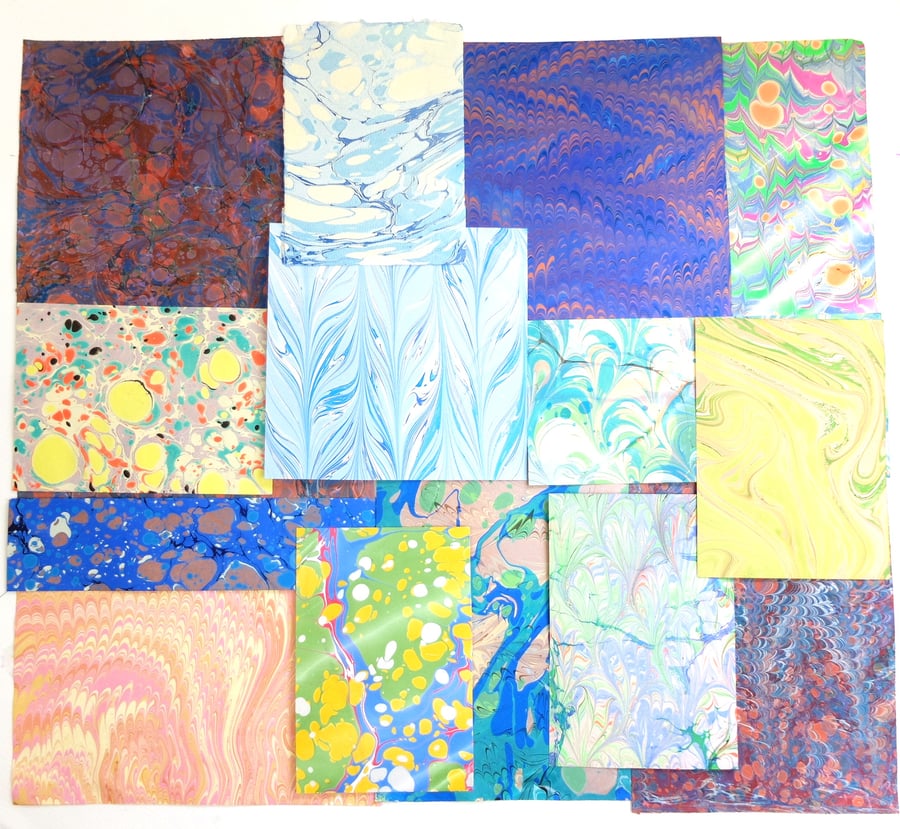 Marbled paper mixed paper pack off cuts scrapbooking free UK postage