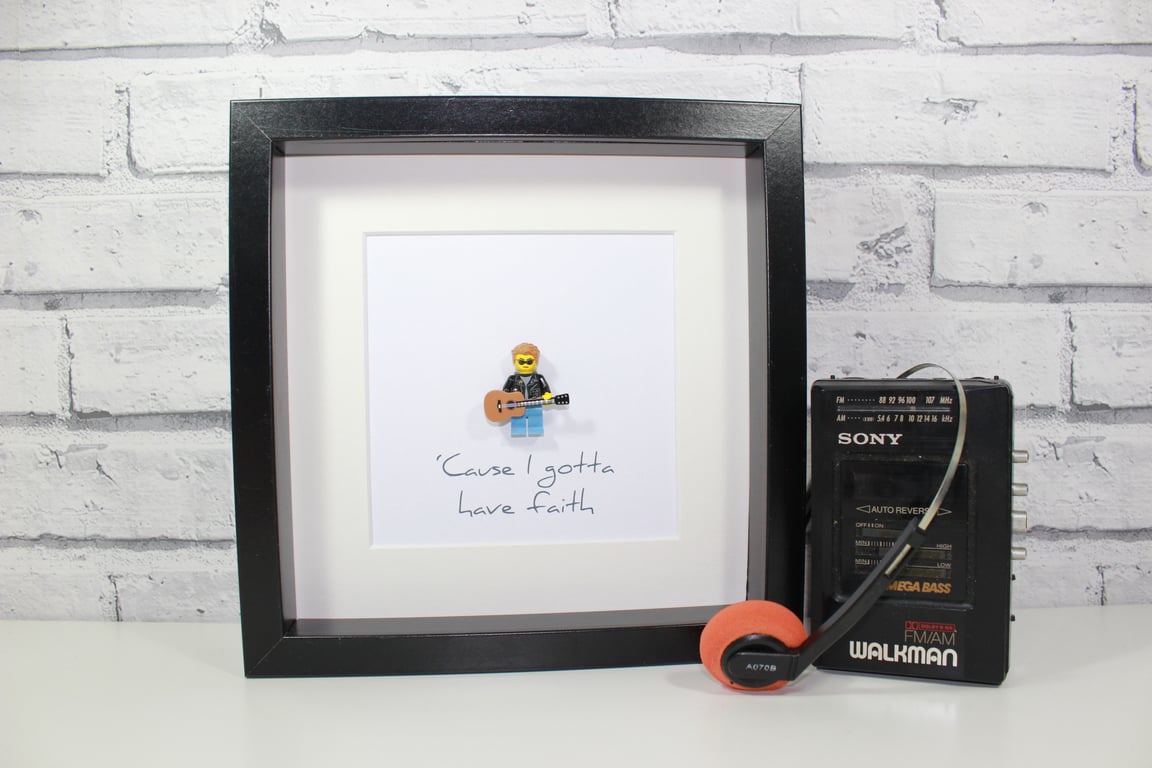 GEORGE MICHAEL - FRAMED LEGO MINIFIGURE - CUSTOM MADE - AWESOME