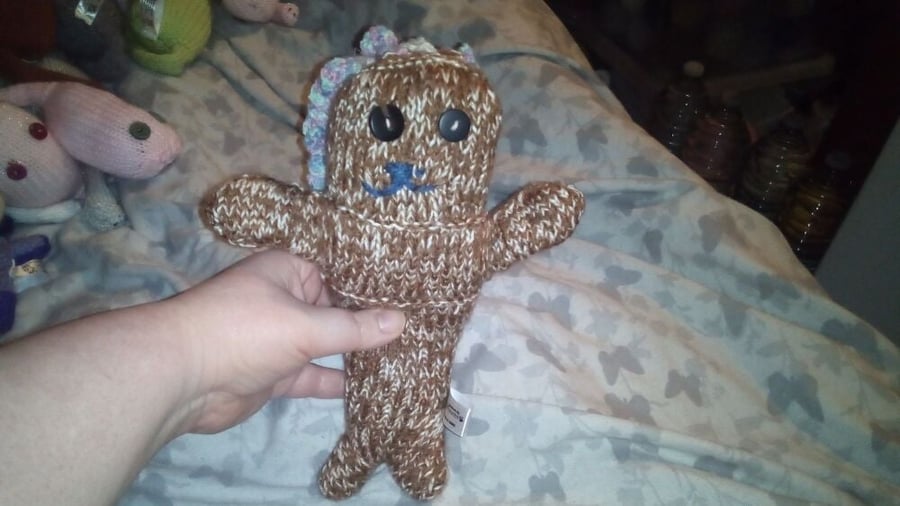 Mottled Brown Midi Mermaid with Pastel Rainbow & Feathered Hair Knitted By KM