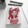 freemachine embroidered floral lady zombie A6 sketchbook red