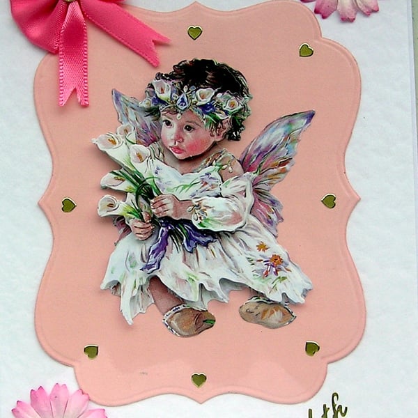 Fairy Hand Crafted 3D Decoupage Card - With Love (2379)