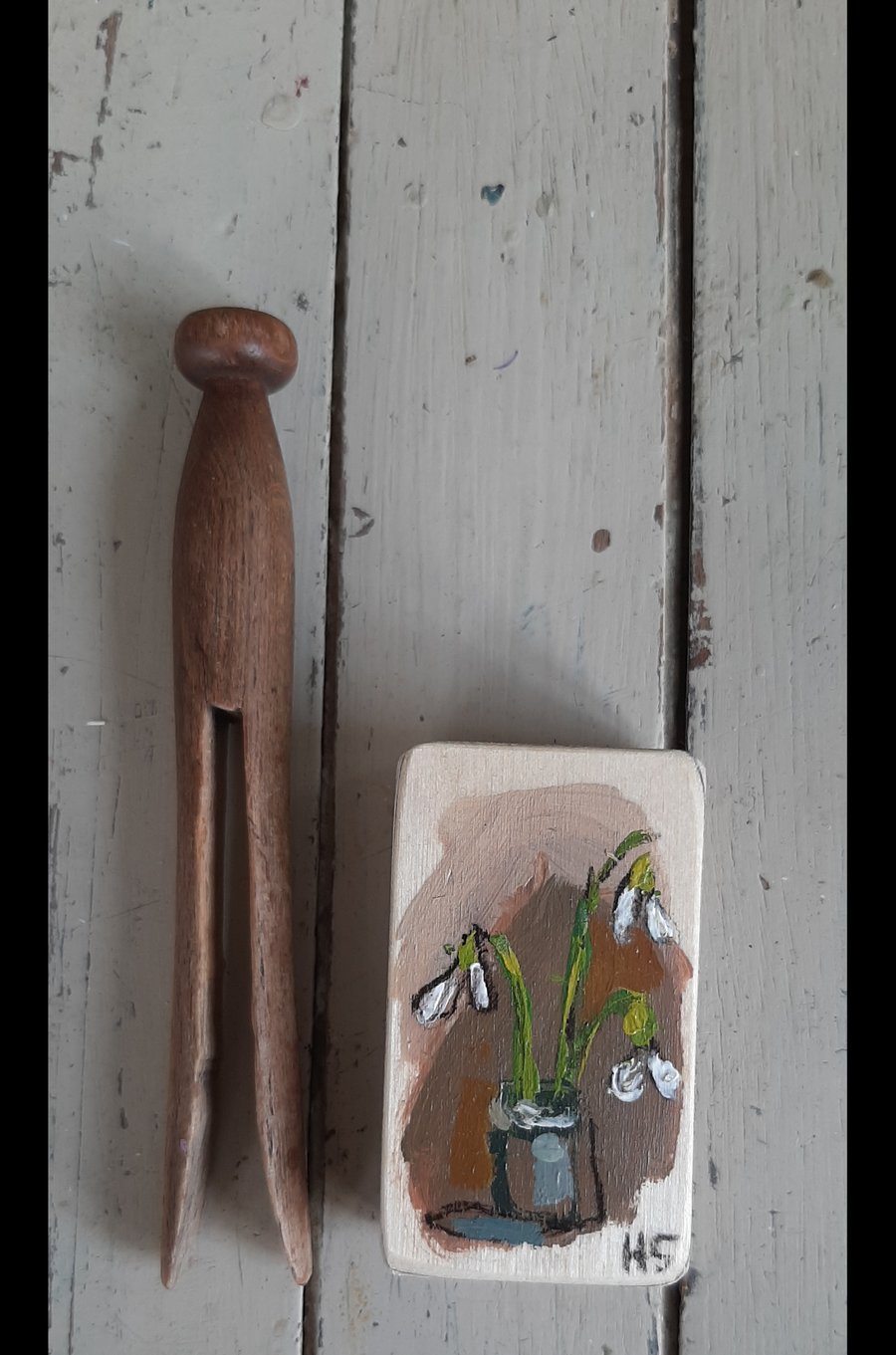Tiny painting, of spring flowers 