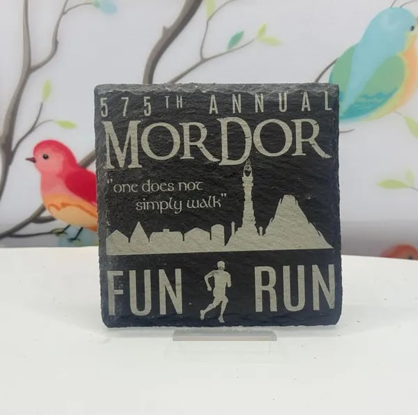 Mordor Fun Run Lord of the Rings Laser Etched Coaster