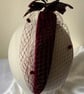 Cherie - Burgundy Velvet Feather Headband Fascinator with Birdcage Veiling  - Image 5