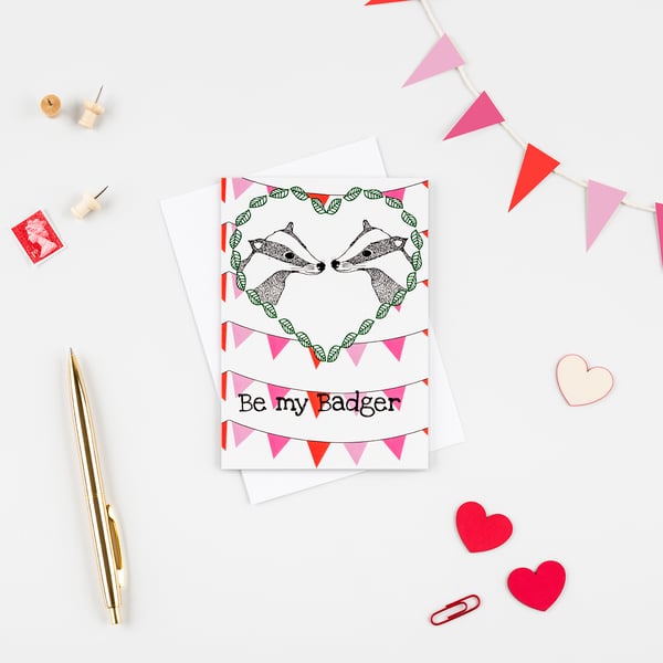 'Be my Badger' Digitally printed A6 card