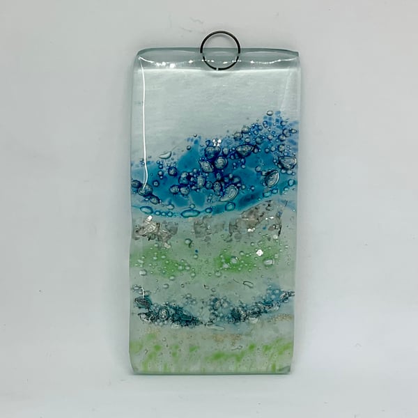 Fused glass hanging landscape