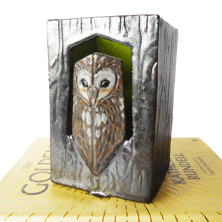 Tawny Owl in Tree Ceramic Pot - Hand Built