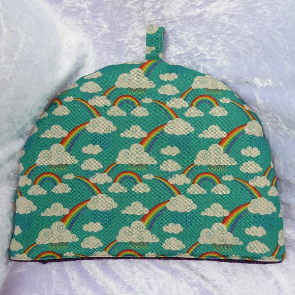 Tea Cosy.  Size Medium, to fit a 4 - 5 cup teapot.  Rainbows.