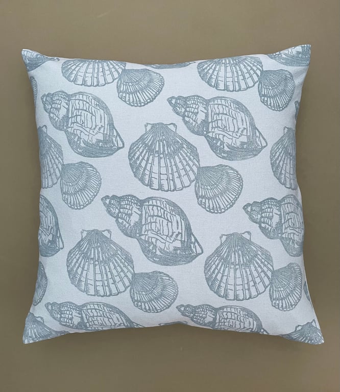 Sea Shell Cushion - Original Handprinted Lino Print Fabric