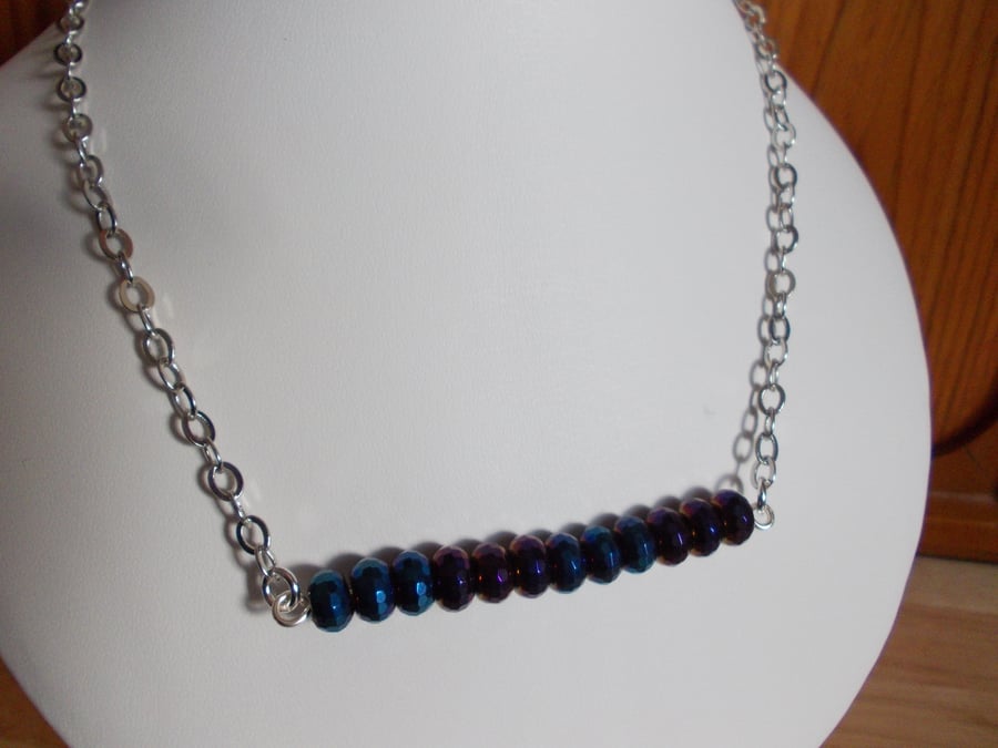 Gemstone bar choker necklace