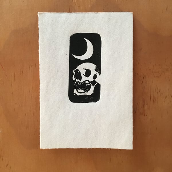 This Too Shall Pass, linocut print in handmade paper.