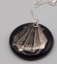 Scallop Seashell Fused Glass Pendant with Real Platinum Lustre Motif