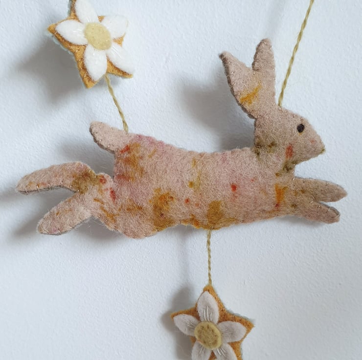Day to Night Felt Bunny Rabbit Wall Hanging - Folksy