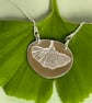 Silver Ginkgo Leaf Textured Necklace
