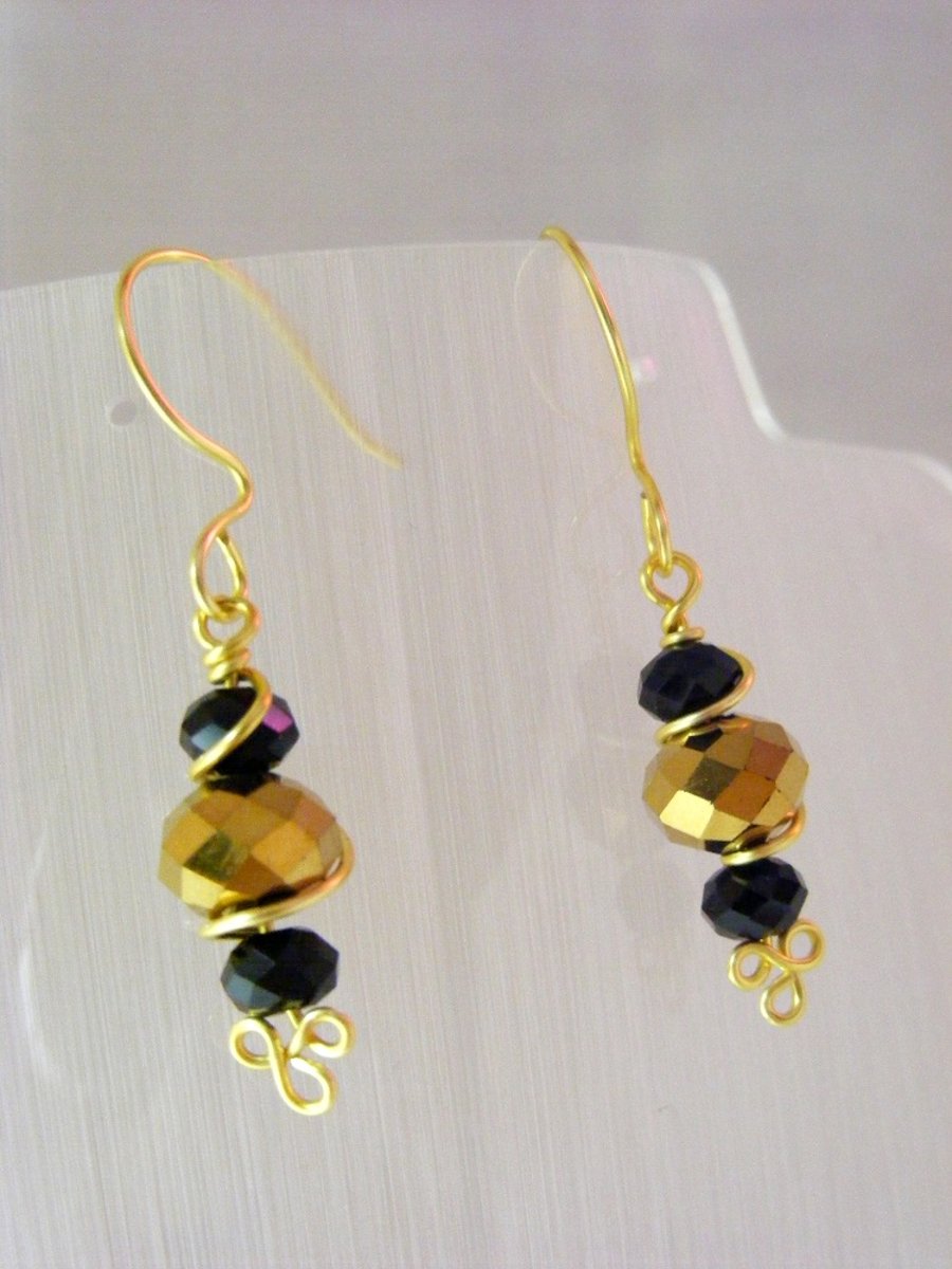Seconds Sunday Black and Gold Dangling Earrings