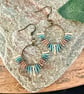 Small bohemian beadwork hoop fringe earrings in blue and bronze - Image 7