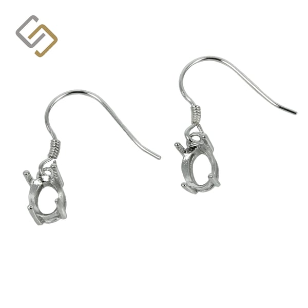 Earrings with 5x7mm Oval Basket Setting in Sterling Silver