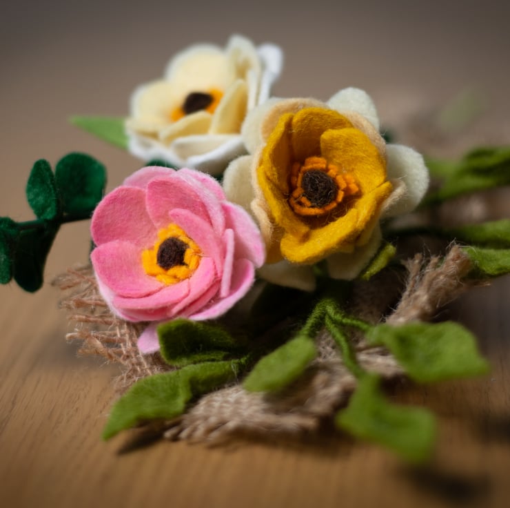 Sunset Petals - Felt Ranunculus Bouquet - Folksy