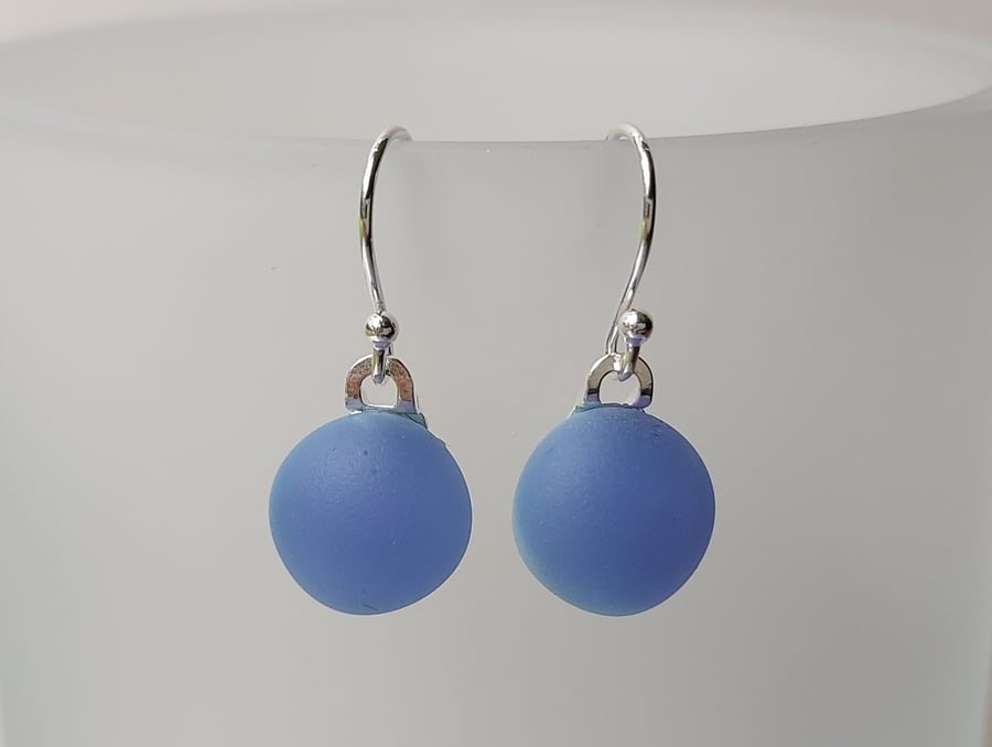 Lavender glass drop earrings, sterling silver earwires