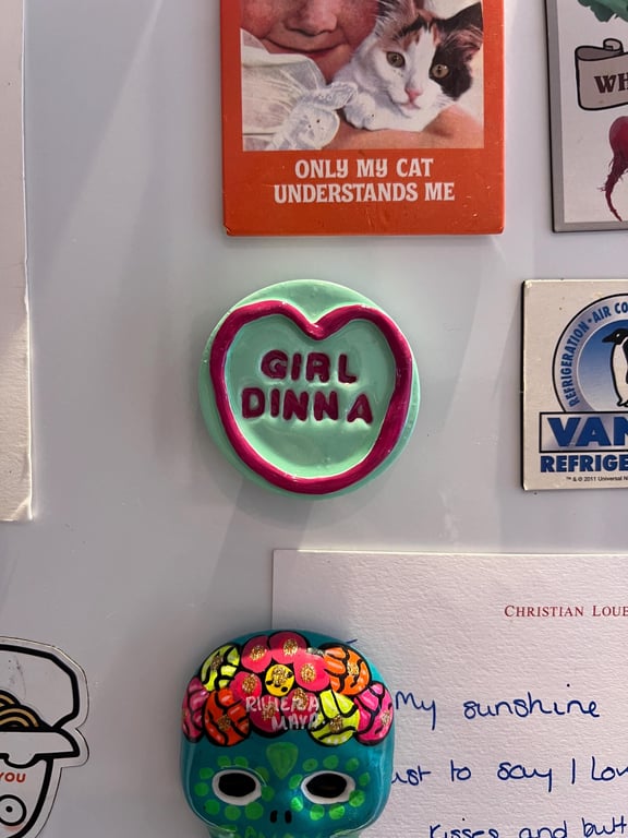 Handmade Love Heart Fridge Magnet - Retro Sweet Girl Dinner