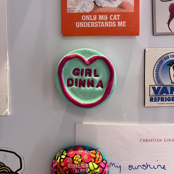 Handmade Love Heart Fridge Magnet - Retro Sweet Girl Dinner
