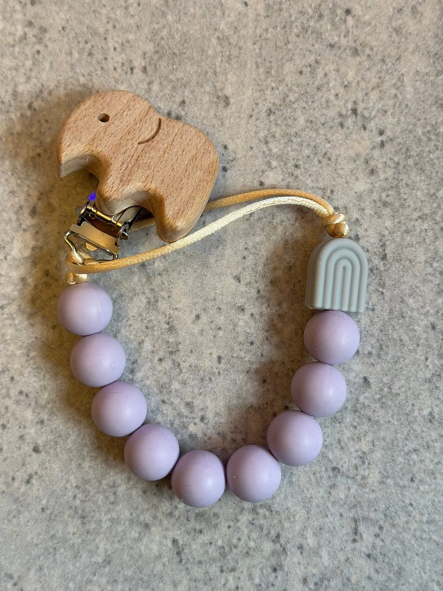 Grey and purple with elephant clip Dummy Clip