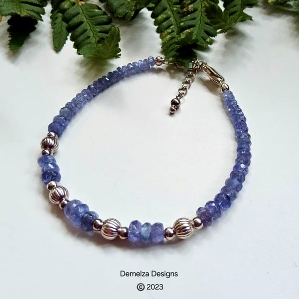 Designer AA Tanzanite 925 Sterling Silver Bracelet 