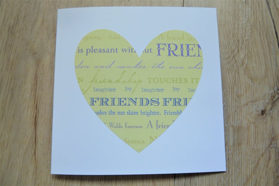 green heart paper cut friend card