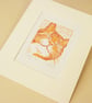 Happy Ginger Cat - Original linocut print - Image 3