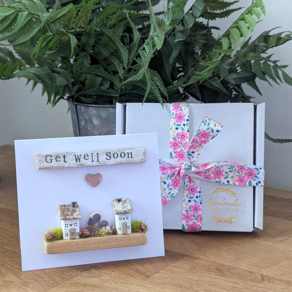 Get Well Soon Card With Removable Wooden Cottage Gift