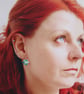 Forget-me-not in silver and enamel. Sterling Hoop Earrings - Image 3