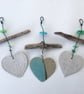 Handmade Driftwood, Loveheart hanger, pottery, gift idea, birthday, clay,  - Image 6