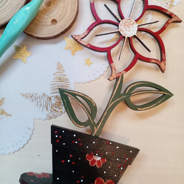 Hand painted Wooden flower 