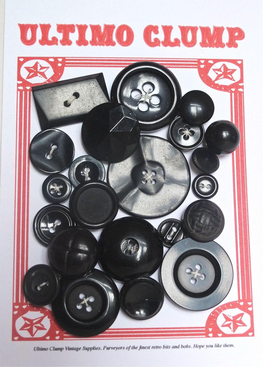 22 Vintage Black Buttons