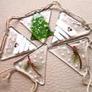 Christmas glass bunting, festive decoration, Xmas mantleshelf bunting. 