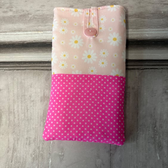 Phone Bag - Pink Daisy and Polka Dots - PB5 0022