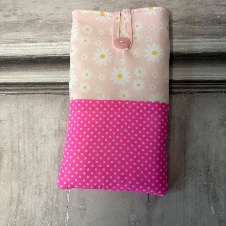 Phone Bag - Pink Daisy and Polka Dots - PB5 0022