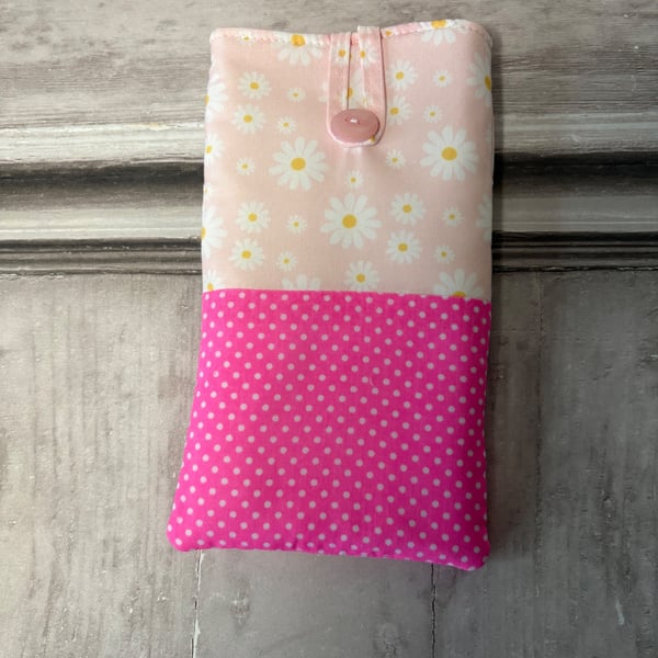 Phone Bag - Pink Daisy and Polka Dots - PB5 0022