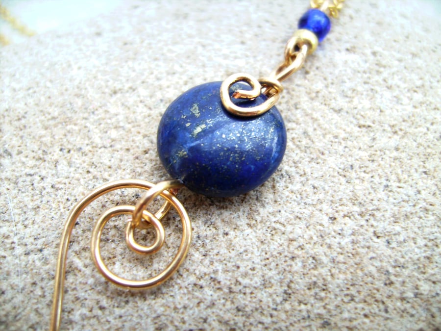 Spiral Wire Lapis Lazuli Necklace
