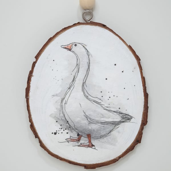 Duck wooden slice hanging decoration, rustic decor