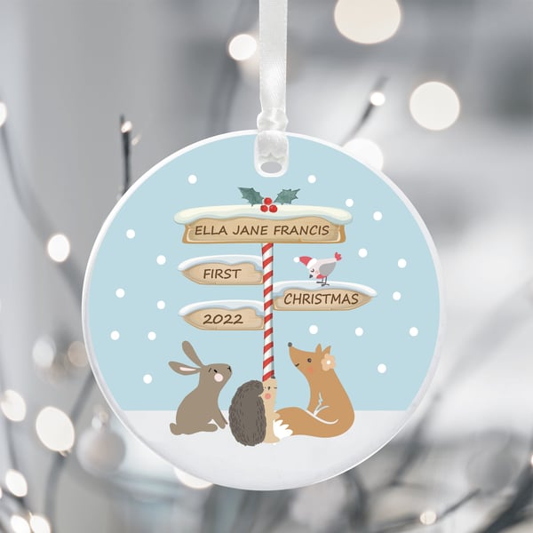 Personalised Baby's First Christmas Tree Decoration - Holiday Ornament