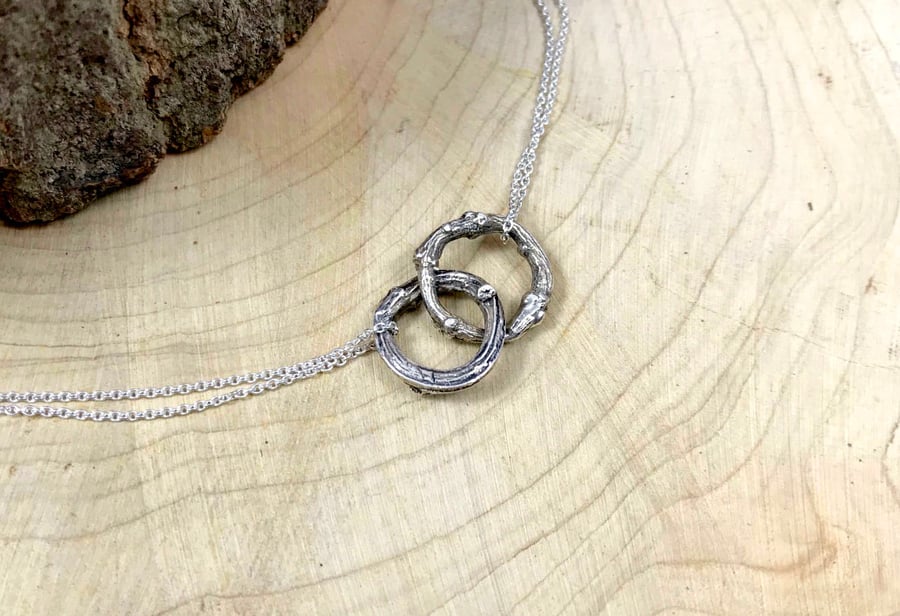 Handmade Silver Twig Infinity Necklace