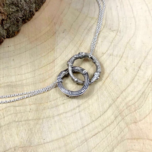 Handmade Silver Twig Infinity Necklace