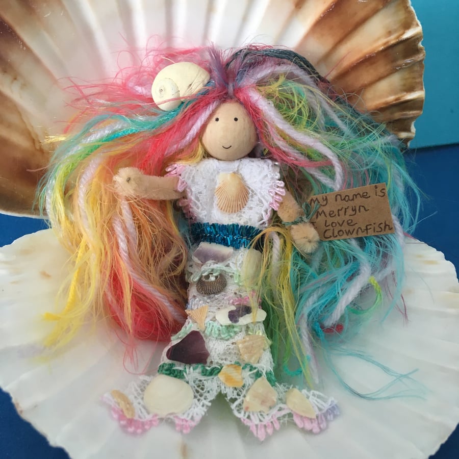Tiny Rainbow And White Mermaid Doll Hanging Decoration