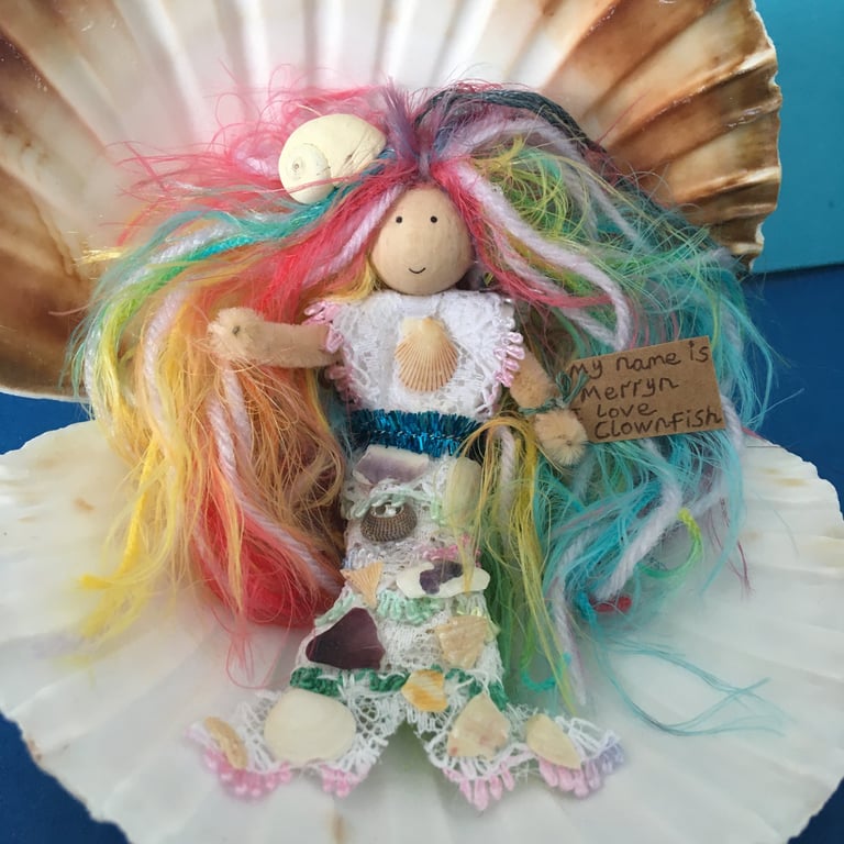 Tiny Rainbow And White Mermaid Doll Hanging Decoration