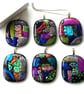 Dichroic Glass S012 Supersize Patchwork 3-layer Pendant with Silver Plated chain - Image 7