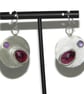 Sterling Silver Earrings with Garnet & Amethyst – Handmade - Image 4